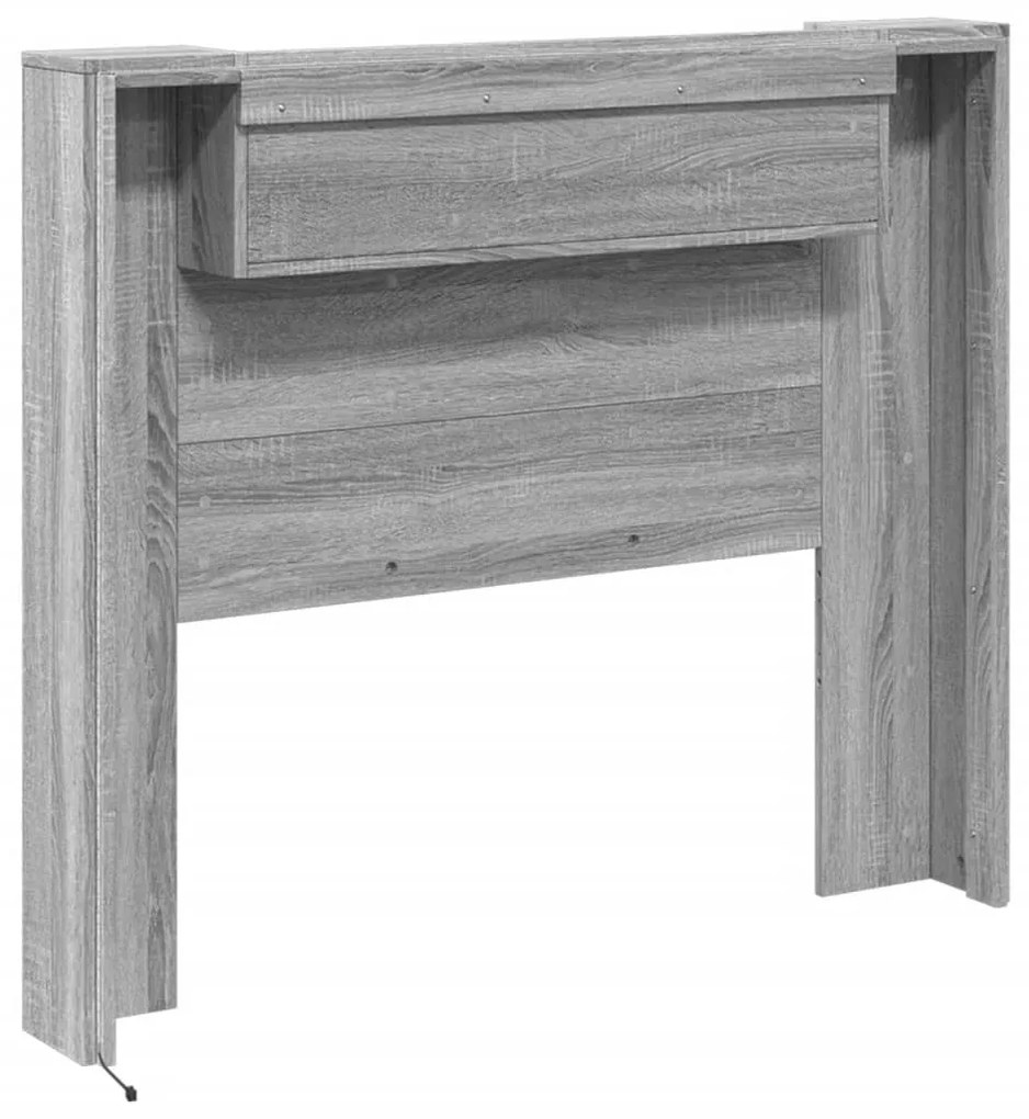 Armário de cabeceira c/ luzes LED 120x16,5x103,5cm cinza sonoma