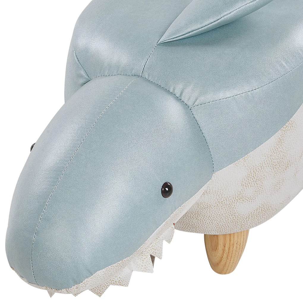 Tamborete em tecido azul e branco SHARK Beliani