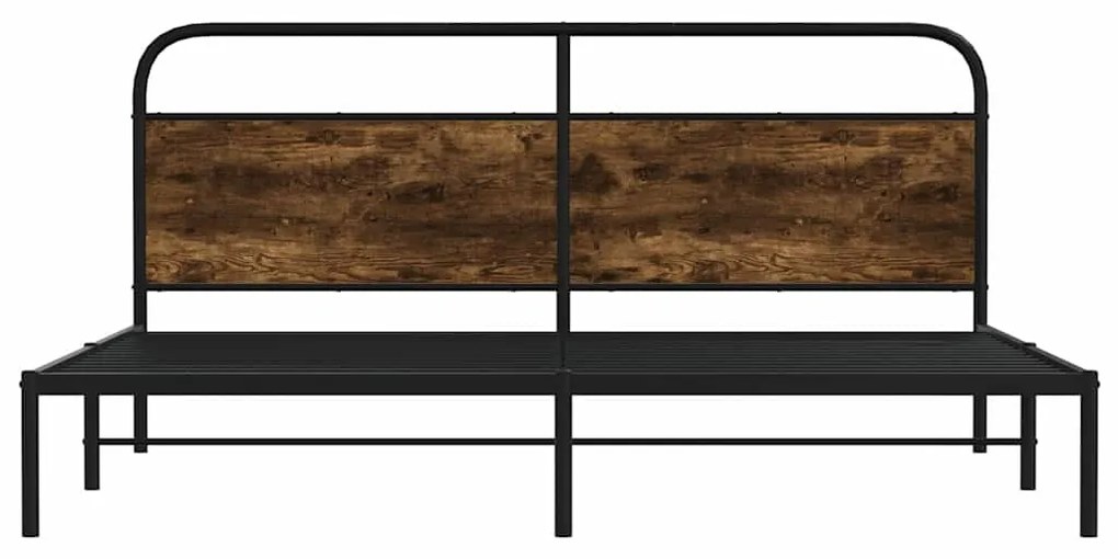 Estrutura de cama sem colchão 183x213cm metal carvalho fumado