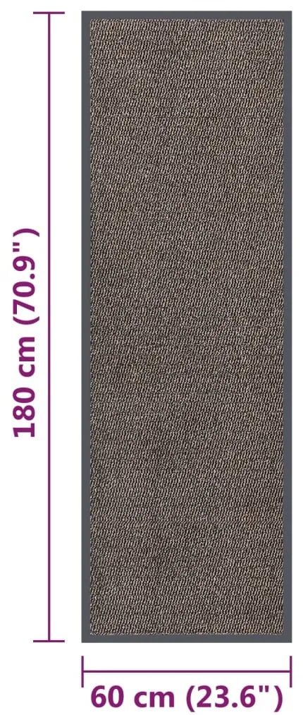 Tapete de entrada tufado 60x180 cm castanho-escuro