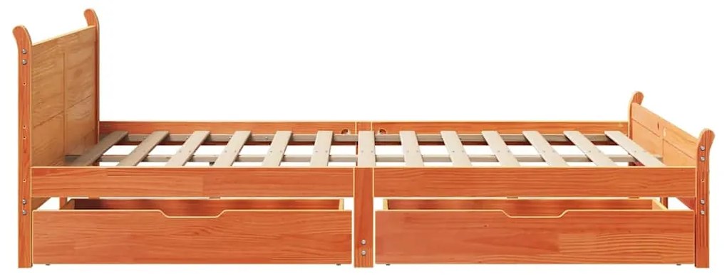 Cama sem colchão 140x190 cm pinho maciço castanho-mel