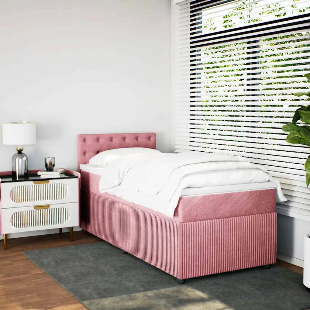 Cama com molas/colchão 90x190 cm veludo rosa