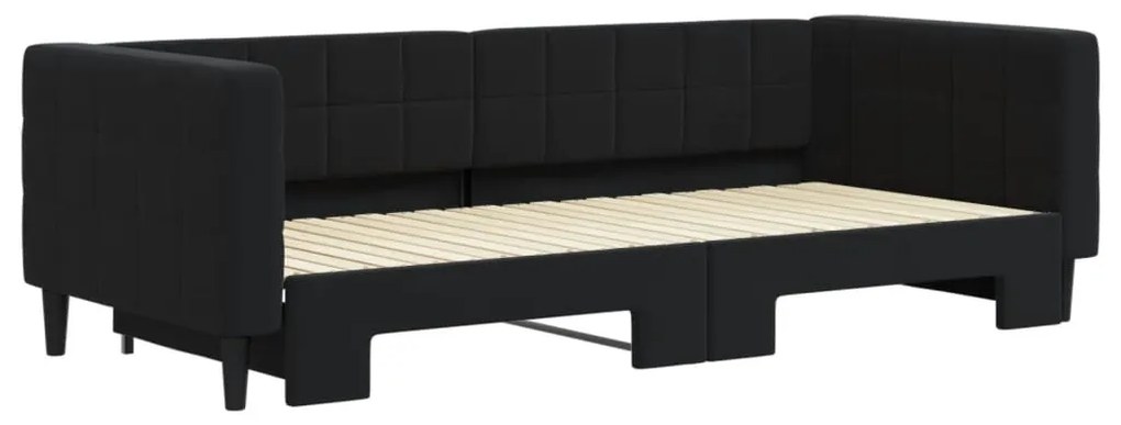 Sofá-cama com gavetão 90x200 cm veludo preto