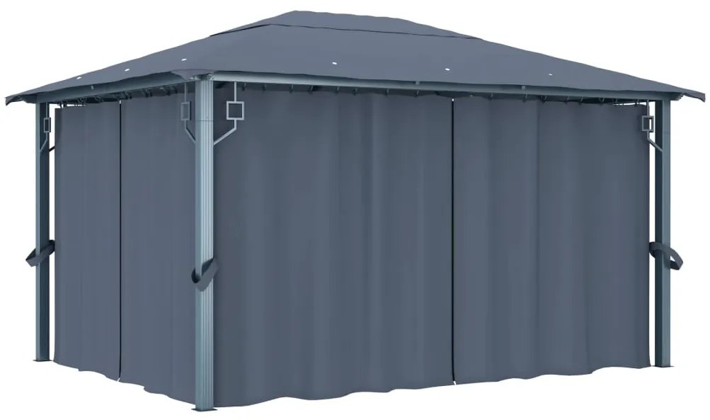 Gazebo com cortina 400 x 300 cm alumínio antracite