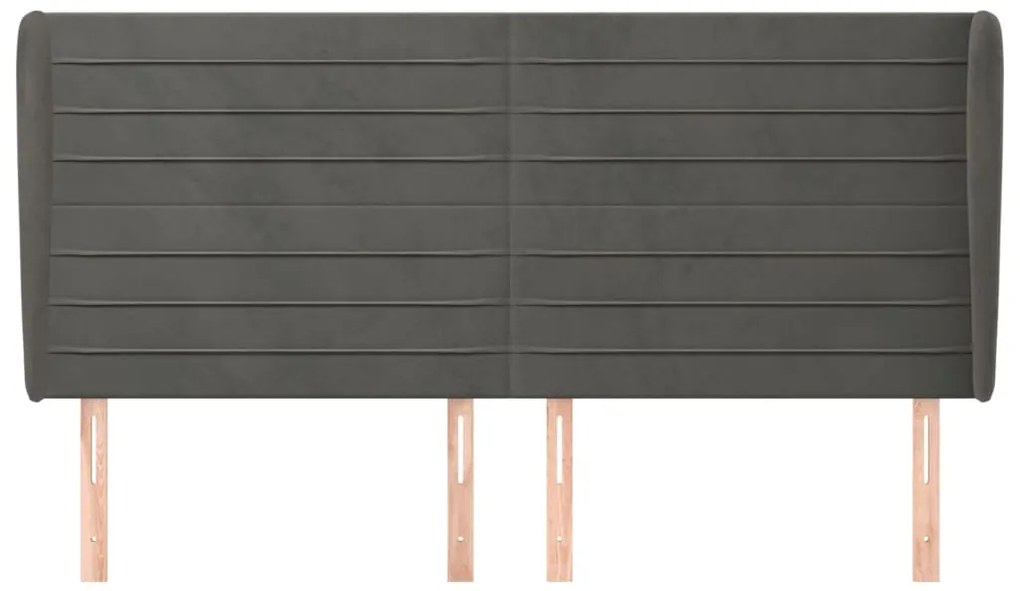 Cabeceira cama c/ abas veludo 183x23x118/128 cm cinzento-escuro