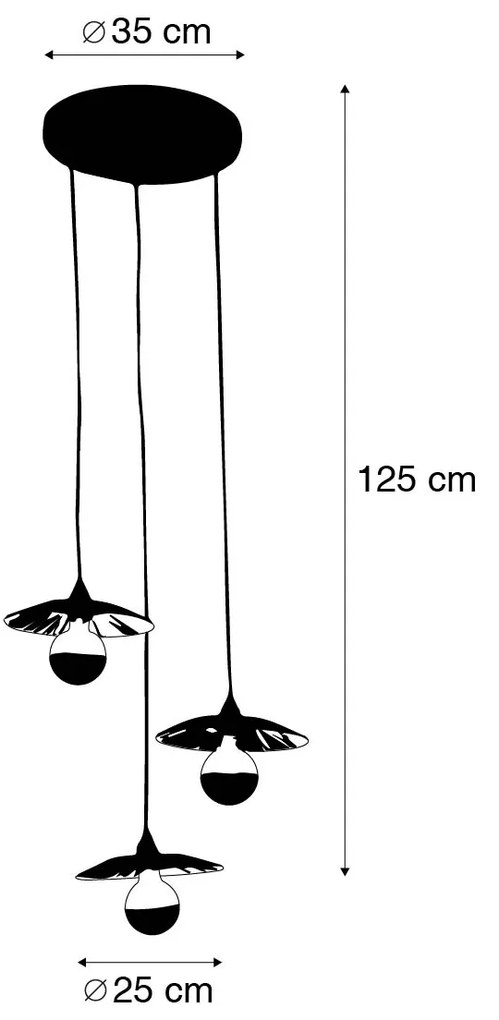 Candeeiro de suspensão rústico preto com corda 3 luzes - Leia