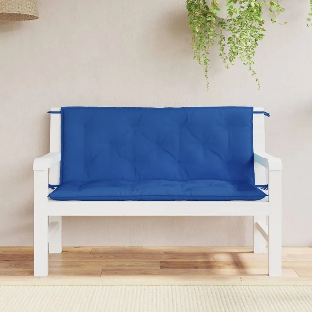 Almofadões banco jardim 2 pcs 120x50x7cm tecido oxford azul