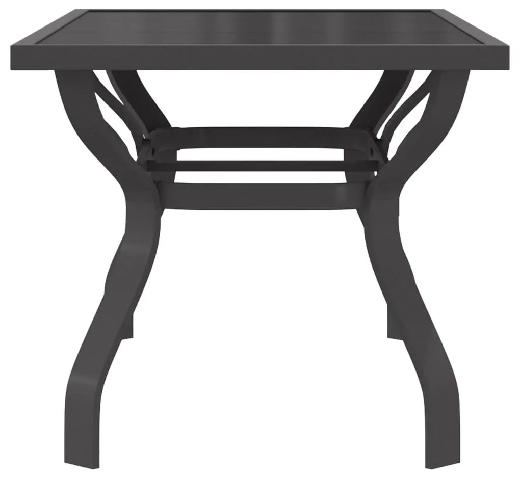 Mesa de jardim 140x70x70 cm aço e vidro cinza/preto
