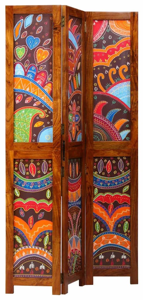 Divisor de Ambiente 3 Painéis Castanho Mel 35x1.5x160 cm Madeira Sólid
