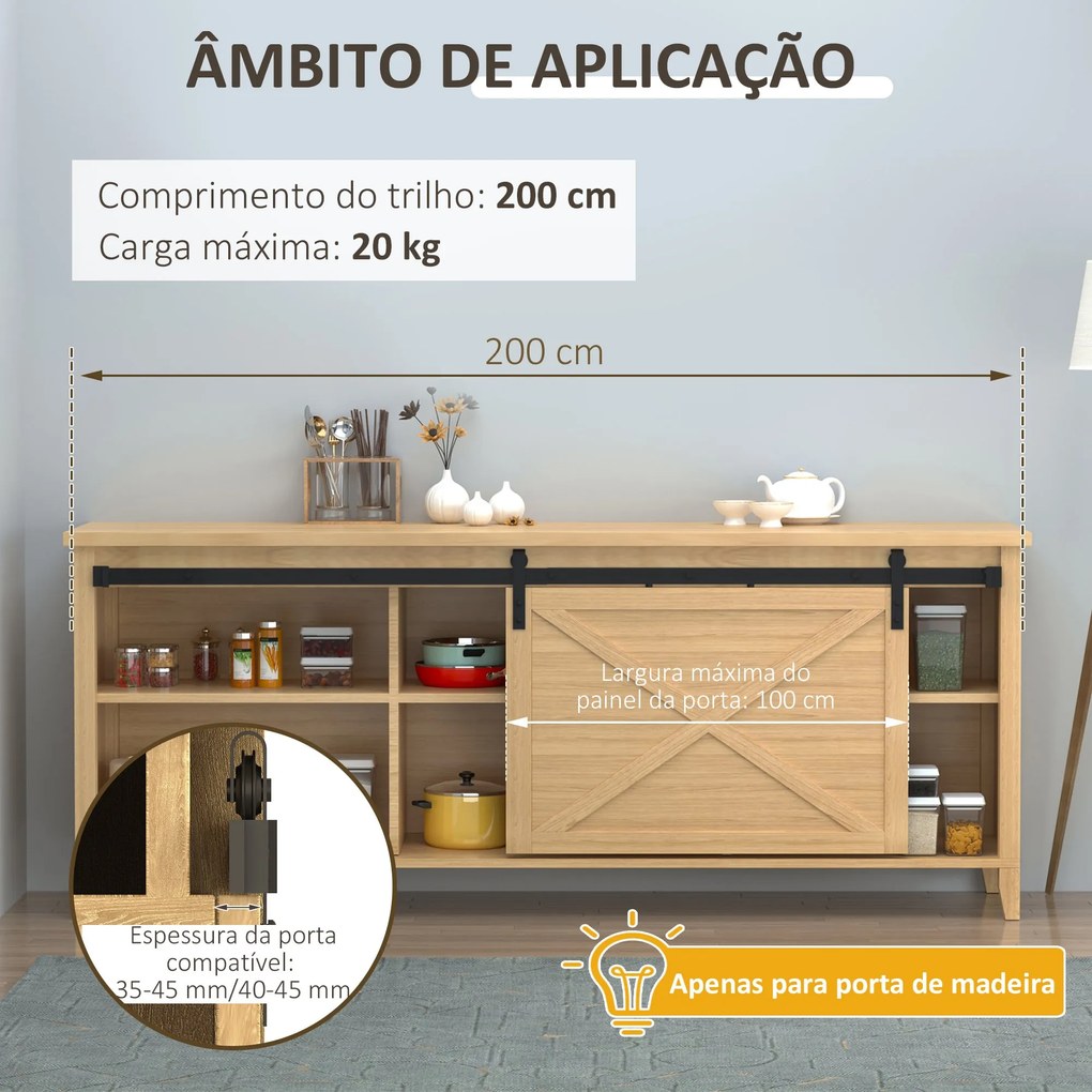 Ferragens para Porta Corredeira 200cm Kit de Acessórios para Porta Cor