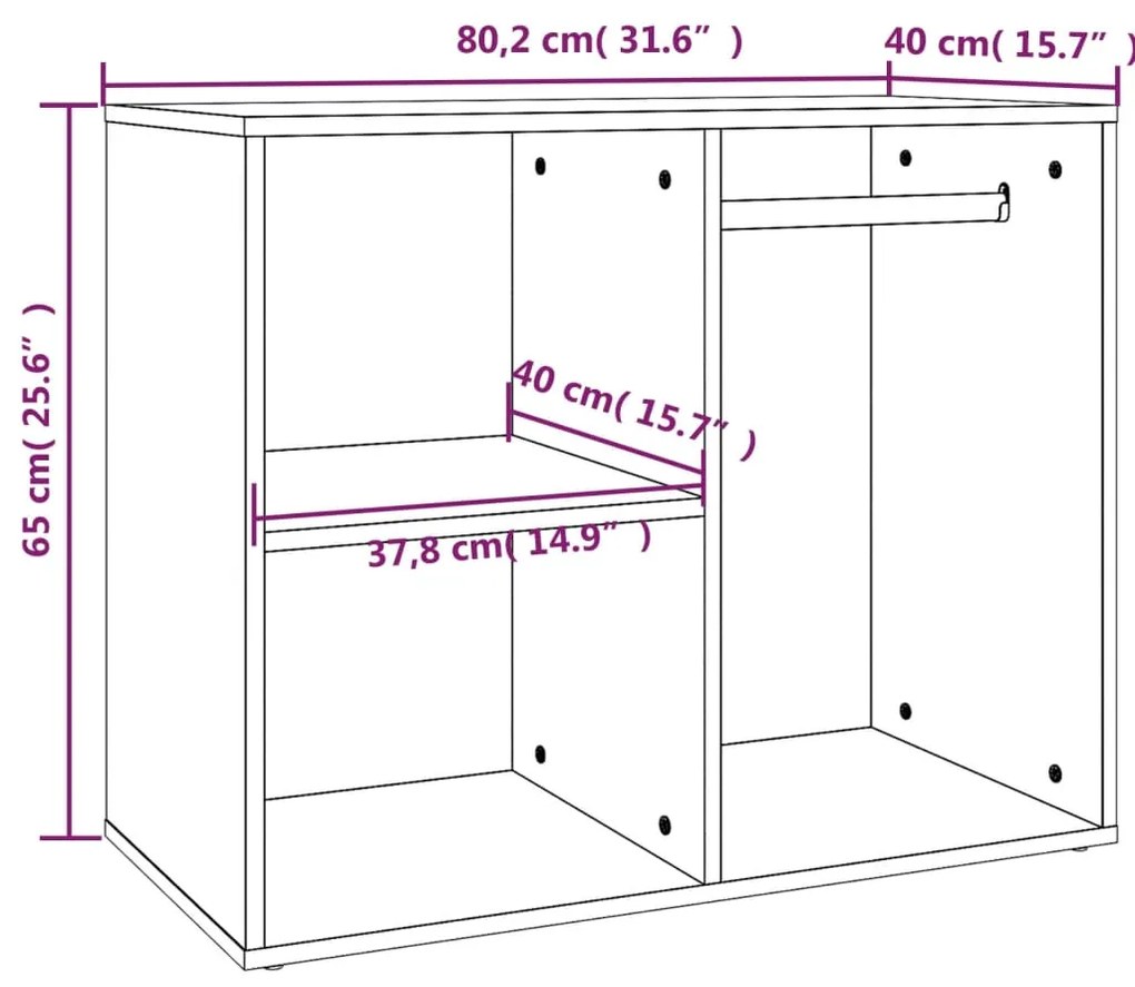 Toucador 80x40x65 cm derivados de madeira cor cinzento sonoma