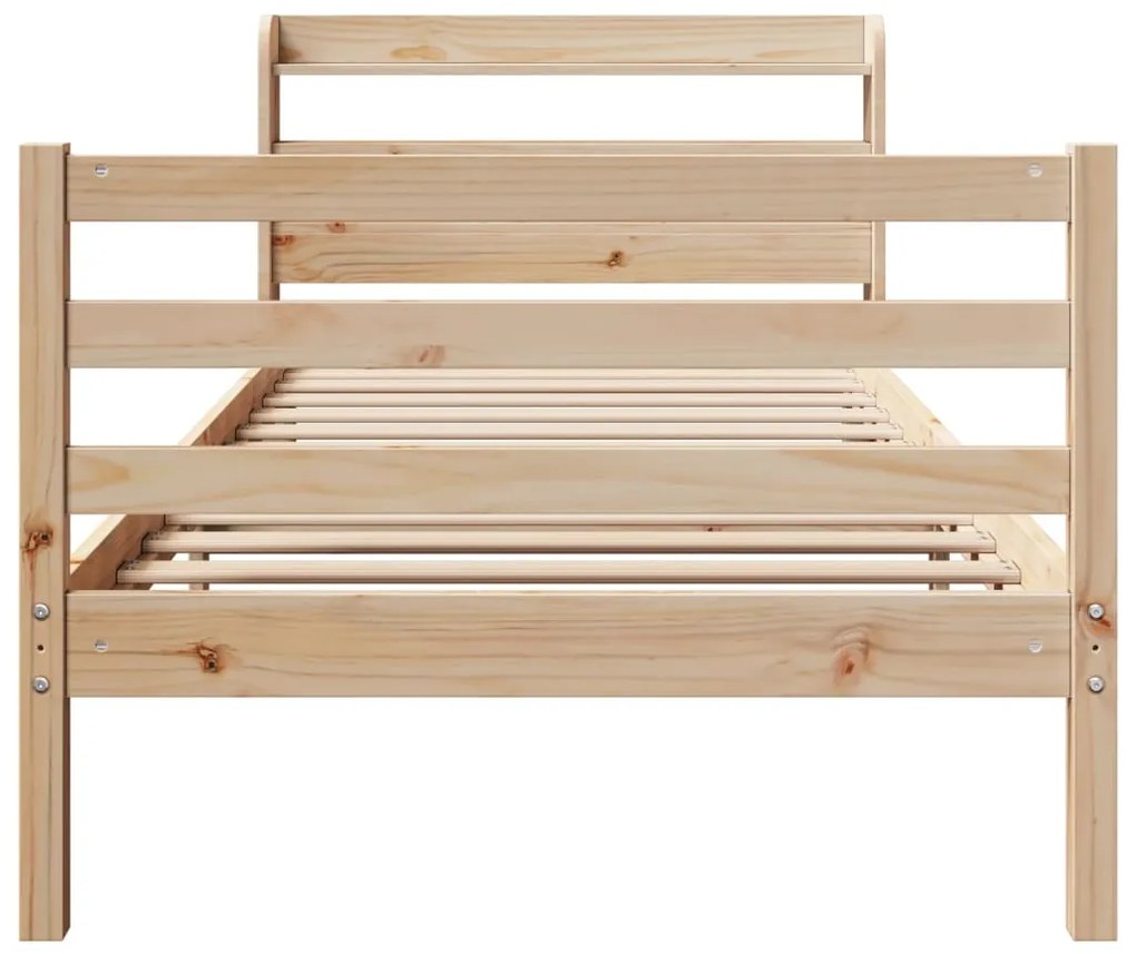 Estrutura de cama com cabeceira 75x190 cm pinho maciço