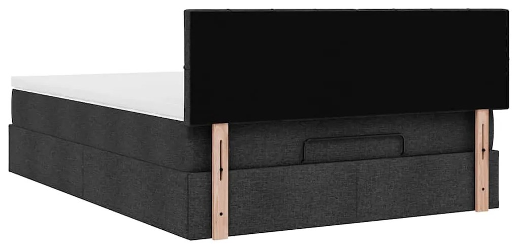 Cama otomana com colchão 140x200 cm tecido preto