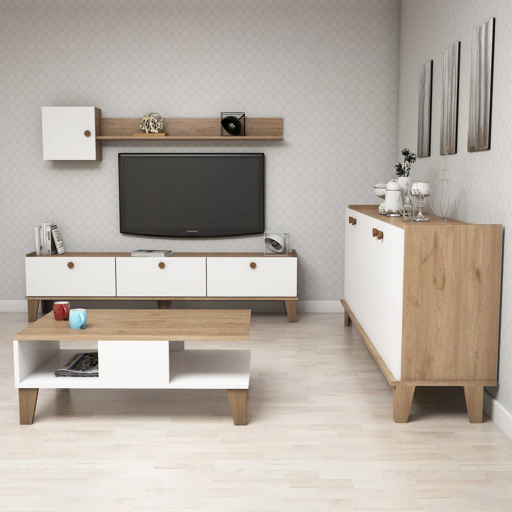 Conjunto de Mobiliário de Sala Sumer – Carvalho Branco – Diversas Medi
