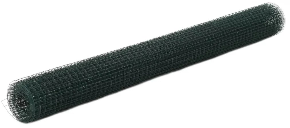 vidaXL Cerca arame galinheiro 25x1,5 m aço c/ revestimento PVC verde