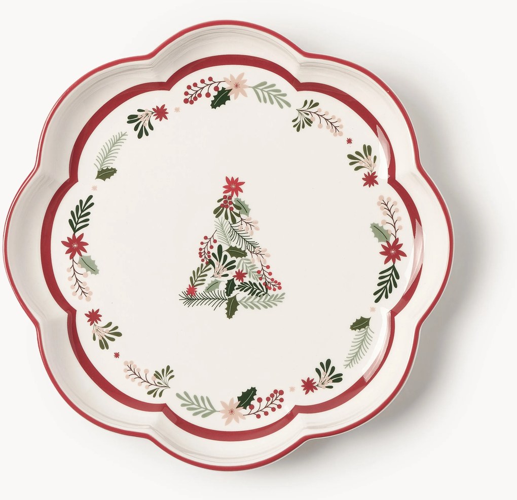 Pratos de pequeno-almoço de Natal em porcelana Eve, conjunto de 4