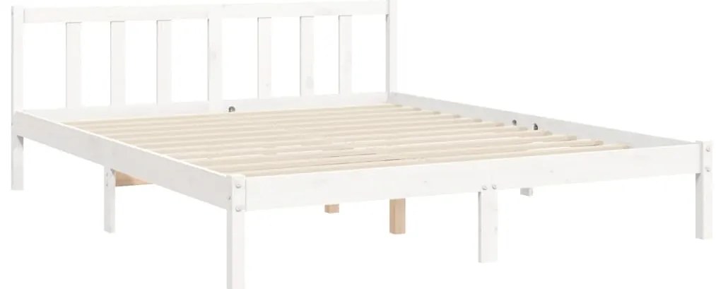 Cama sem colchão 160x200 cm madeira de pinho maciça branco