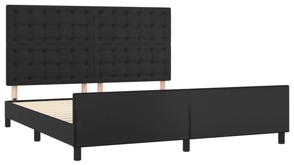 Estrutura de cama c/ cabeceira 180x200cm couro artificial preto