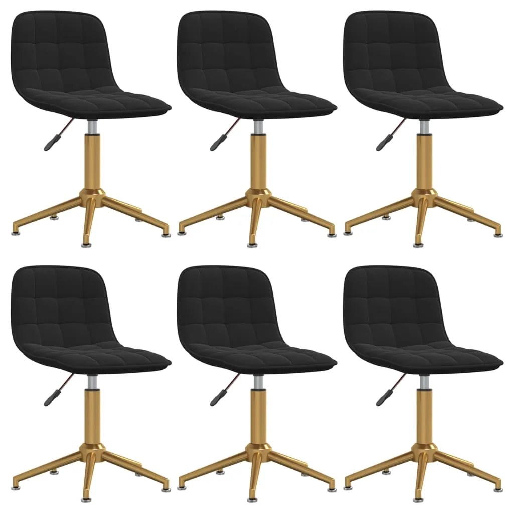 vidaXL Cadeiras de jantar giratórias 6 pcs veludo preto