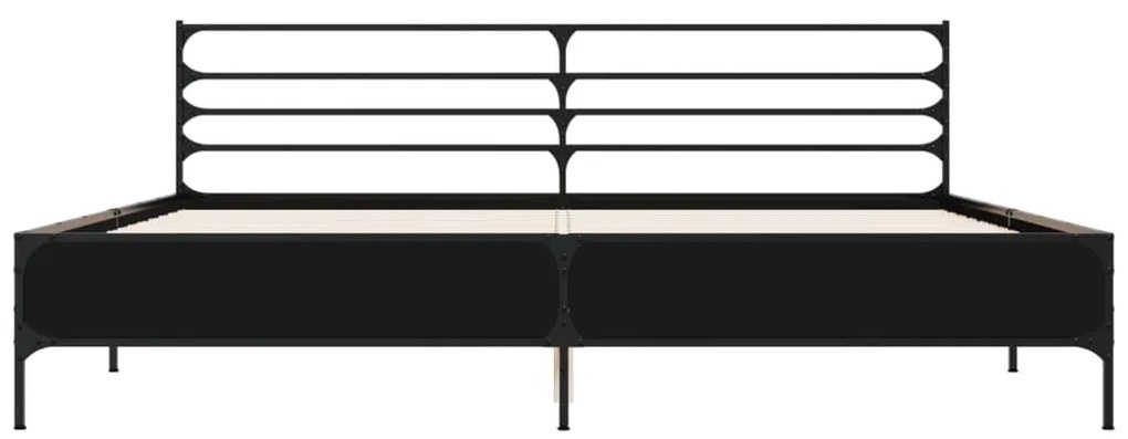 Estrutura de cama 200x200 cm derivados de madeira/metal preto