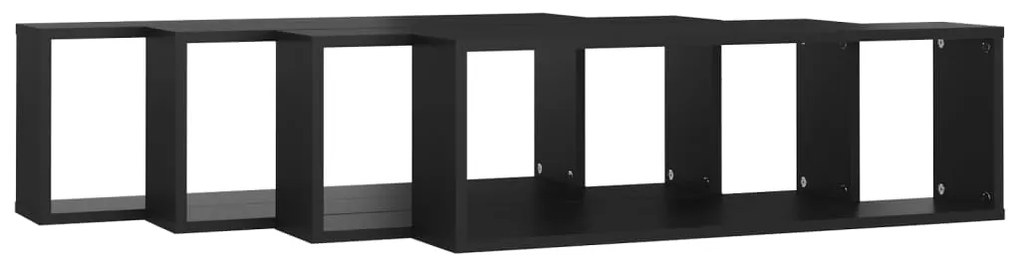 Estantes parede cúbicas 4 pcs deriv. madeira 80x15x26,5cm preto