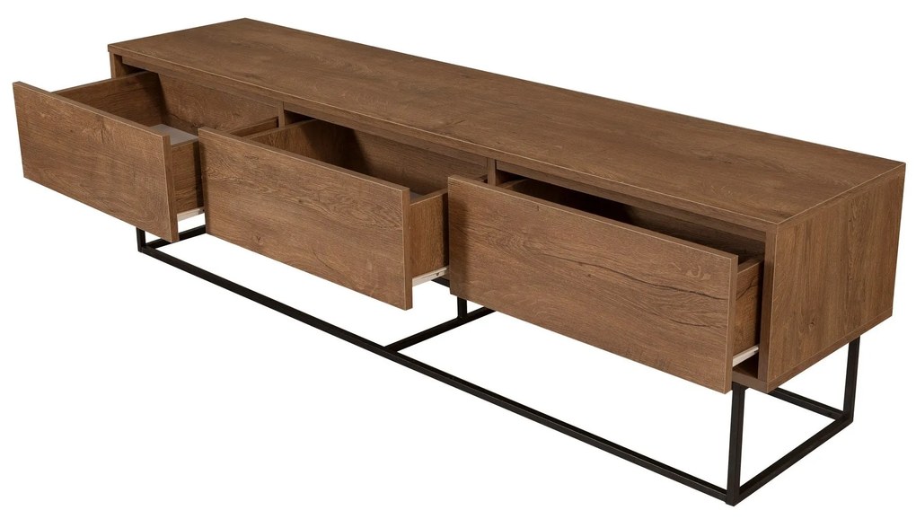 Conjunto de Mobiliário de Sala de Estar Laxus – Nogueira/Preto – TV: 1