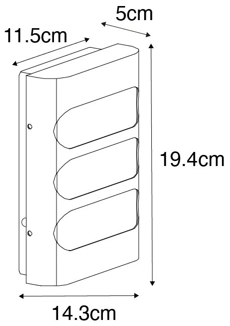 Candeeiro de parede exterior preto com LED e sensor de luz/escuro - Gaev