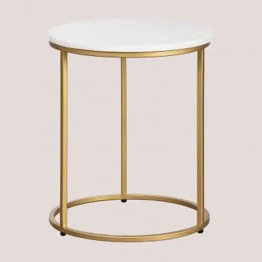 Mesa Auxiliar Redonda Ø40 Cm Em Mármore Kaley Mármore Branco - Sklum
