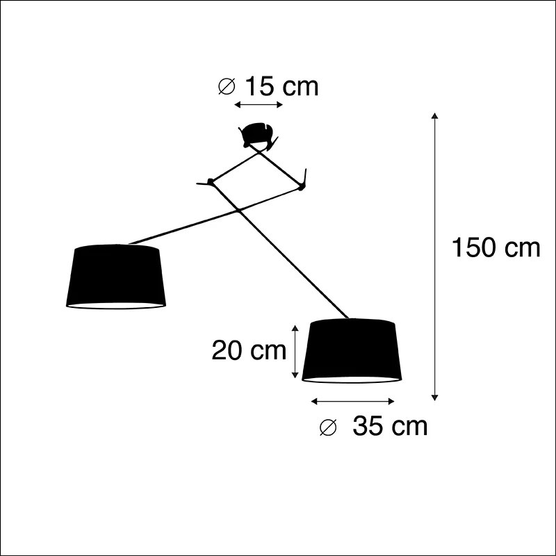 Candeeiro de suspensão em aço com abajures de linho branco 35 cm 2-luzes - Blitz Country / Rústico,Moderno