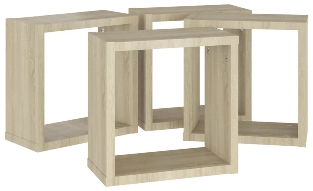 Prateleiras de parede em forma de cubo 4 pcs 30x15x30cm sonoma