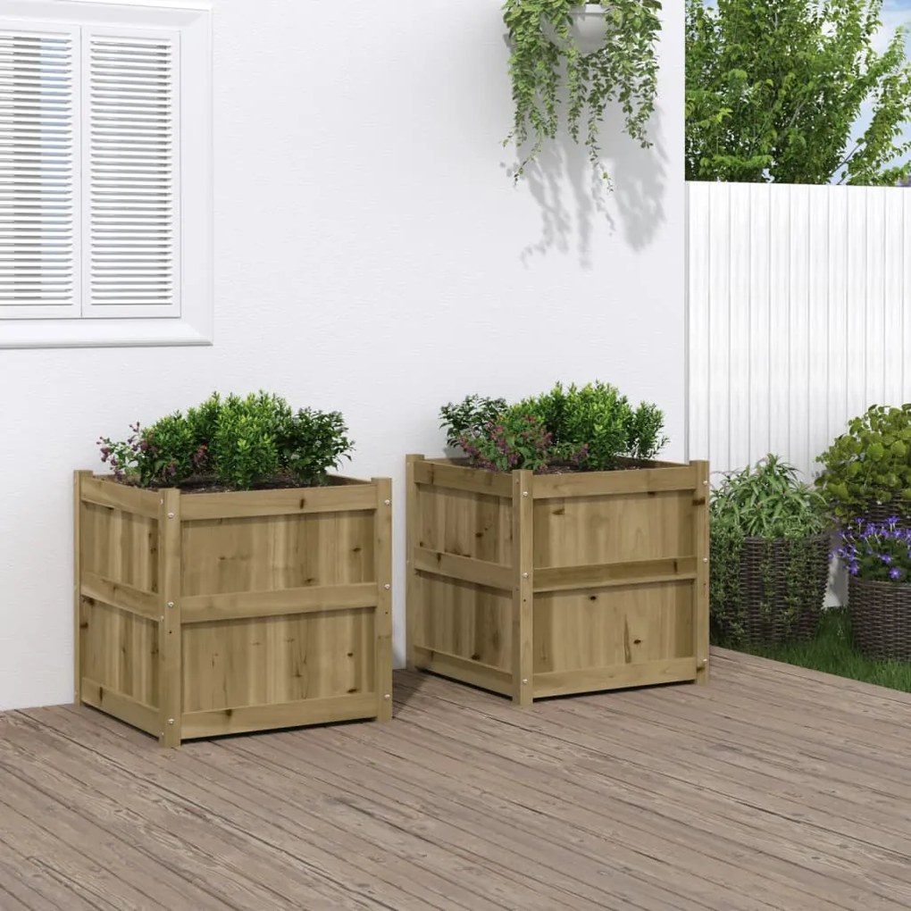 vidaXL Vasos/floreiras de jardim 2 pcs madeira de pinho impregnada