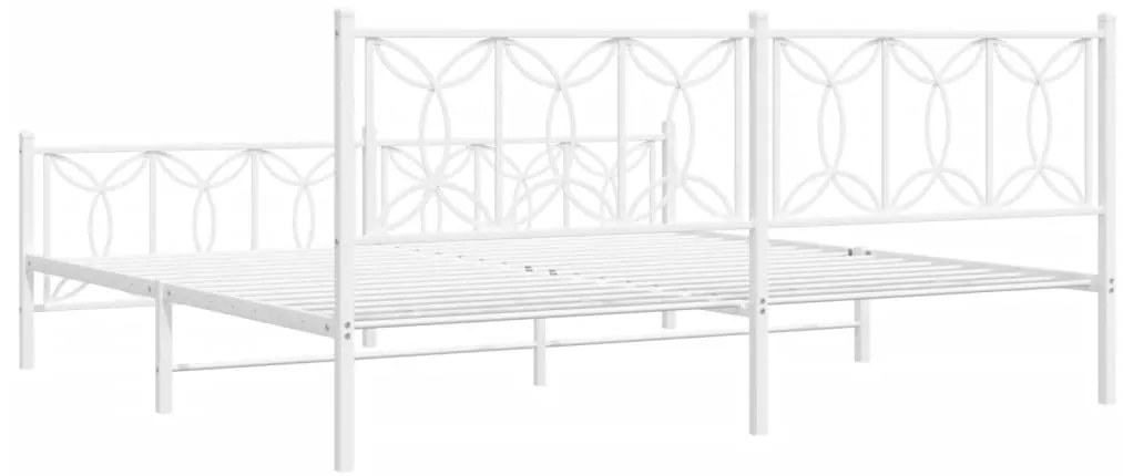Estrutura de cama com cabeceira e pés 200x200 cm metal branco