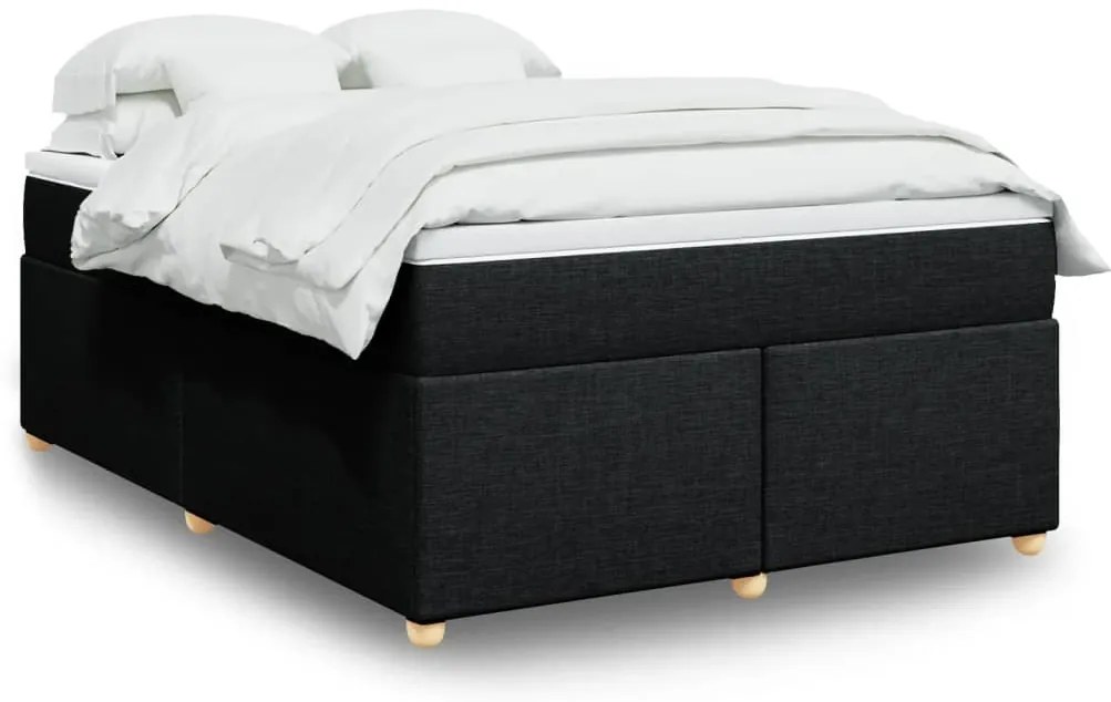Cama com molas/colchão 140x200 cm tecido preto