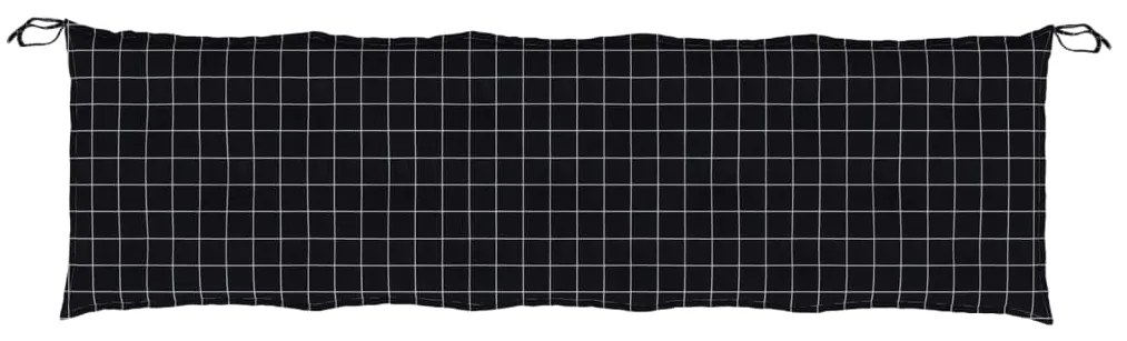 Almofadão p/ banco jardim 180x50x7cm tecido oxford xadrez preto