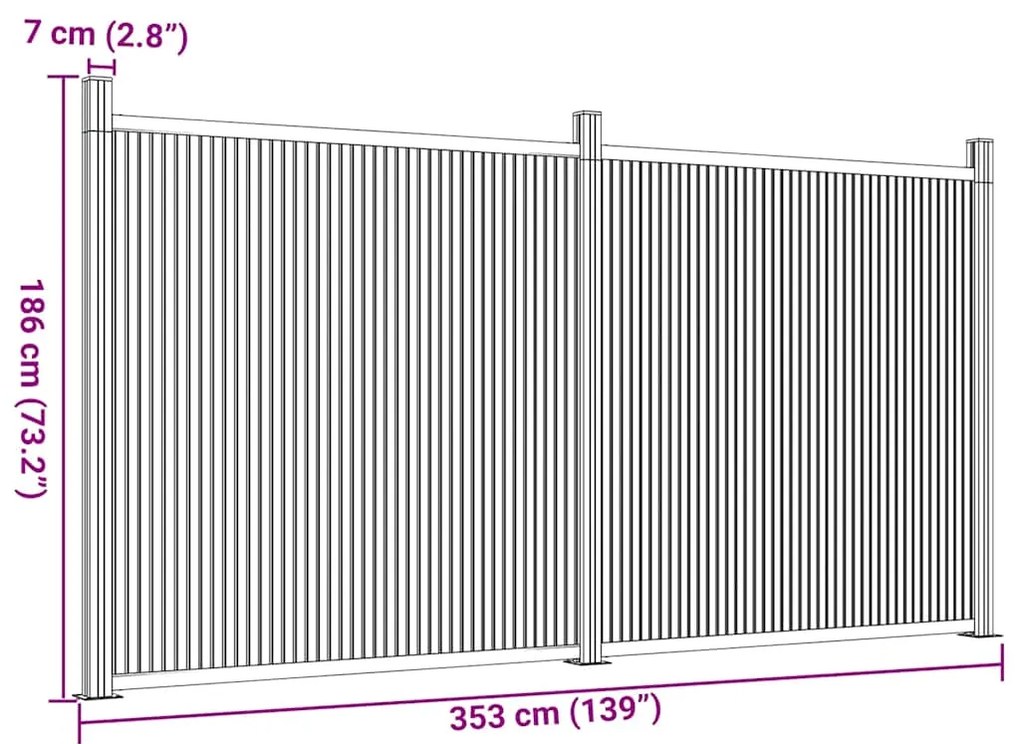 Painel de vedação 353x186 cm WPC cinzento