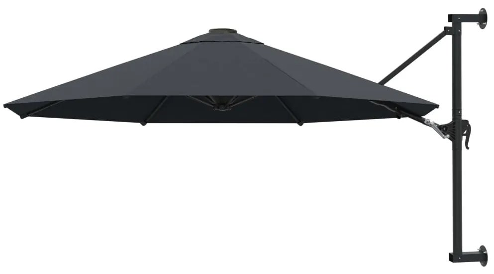 Guarda-sol de parede com mastro de metal 300 cm antracite
