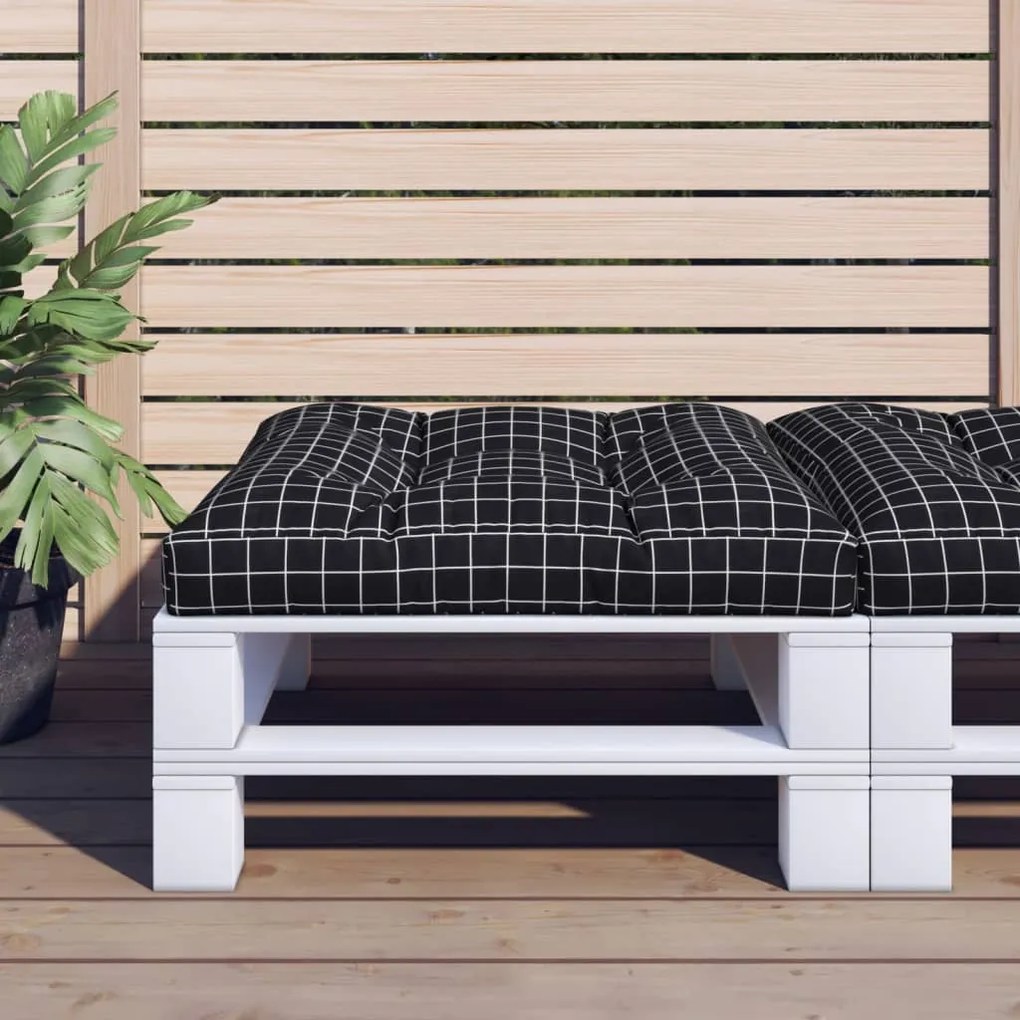 vidaXL Almofadão para sofá de paletes 70x70x12 cm tecido xadrez preto