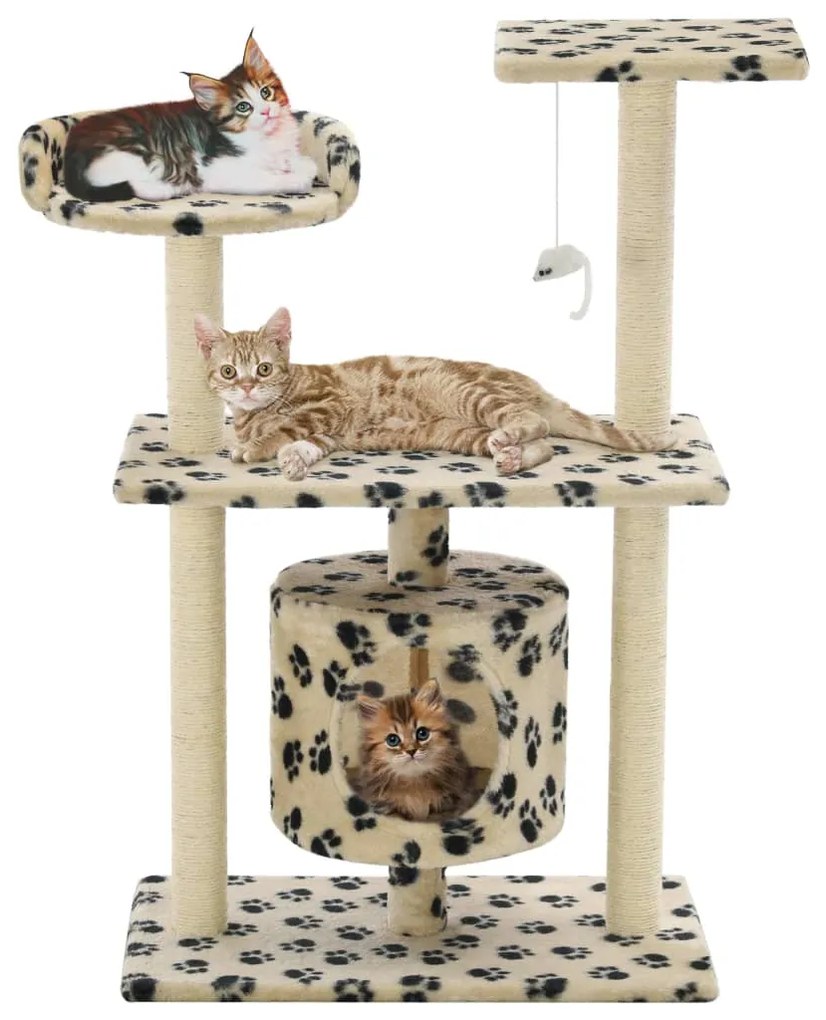 170515 vidaXL Árvore para gatos c/postes arranhadores sisal 95 cm bege
