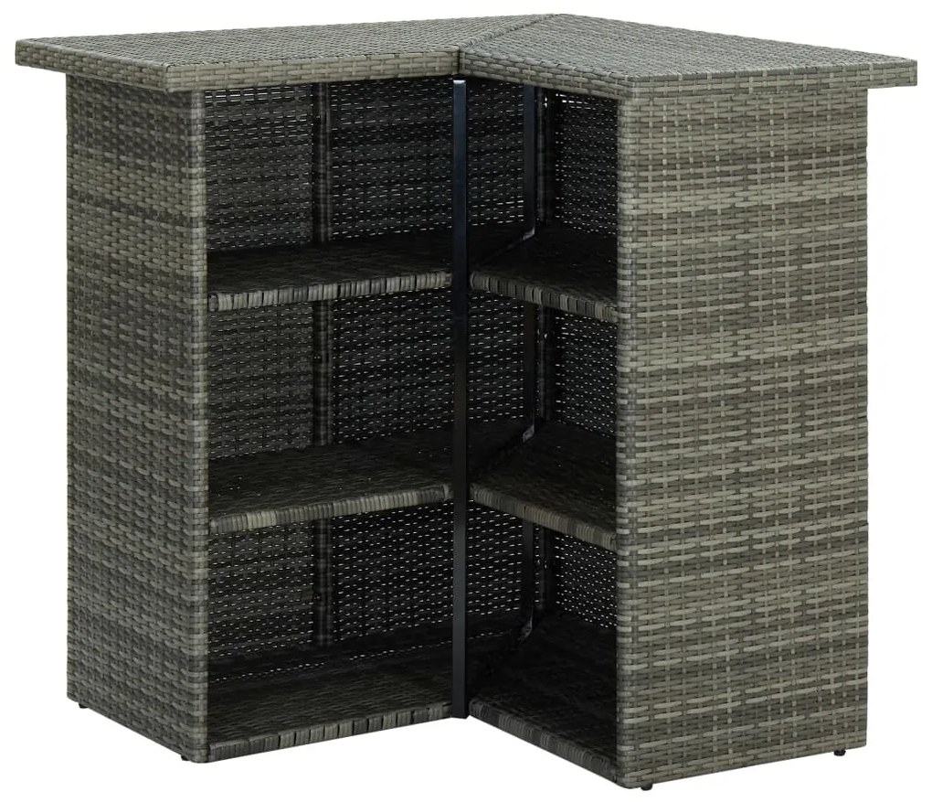 8 pcs conjunto de bar p/ jardim c/ almofadões vime PE cinzento