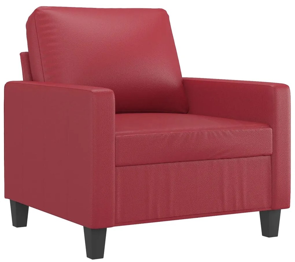 4 pcs conjunto sofás c/ almofadões couro artif. vermelho tinto