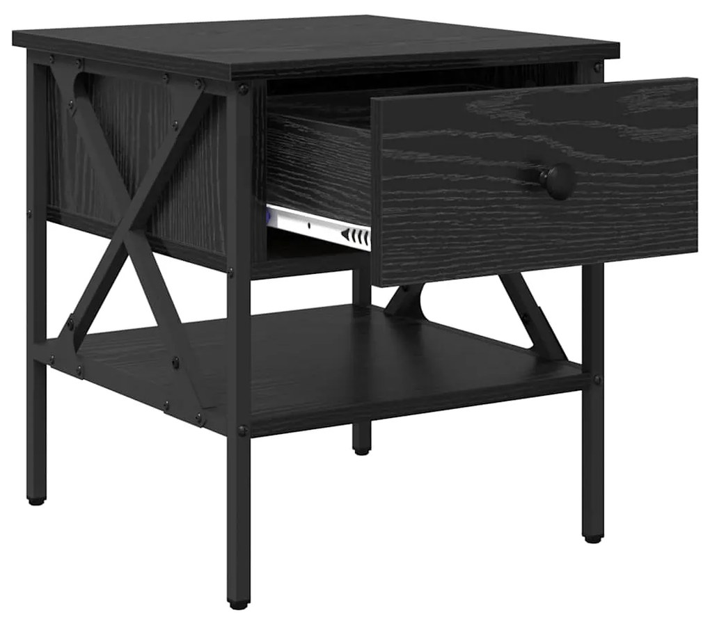 Mesas de cabeceira 2 pcs Carvalho Preto 40x42x45 cm Madeira engenheira