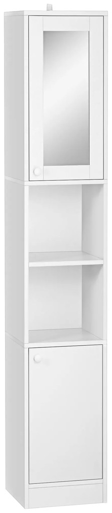 Kleankin Móvel coluna para casa de banho armário alto armário de armazenamento com prateleira ajustável - 30 x 28 x 170 cm - branco | Aosom Portugal