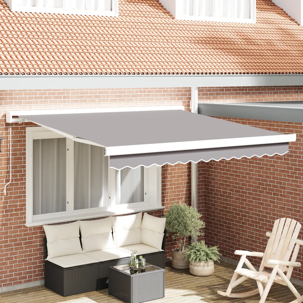 vidaXL Toldo Retrátil Manual Cinzento-Claro 350x250 cm