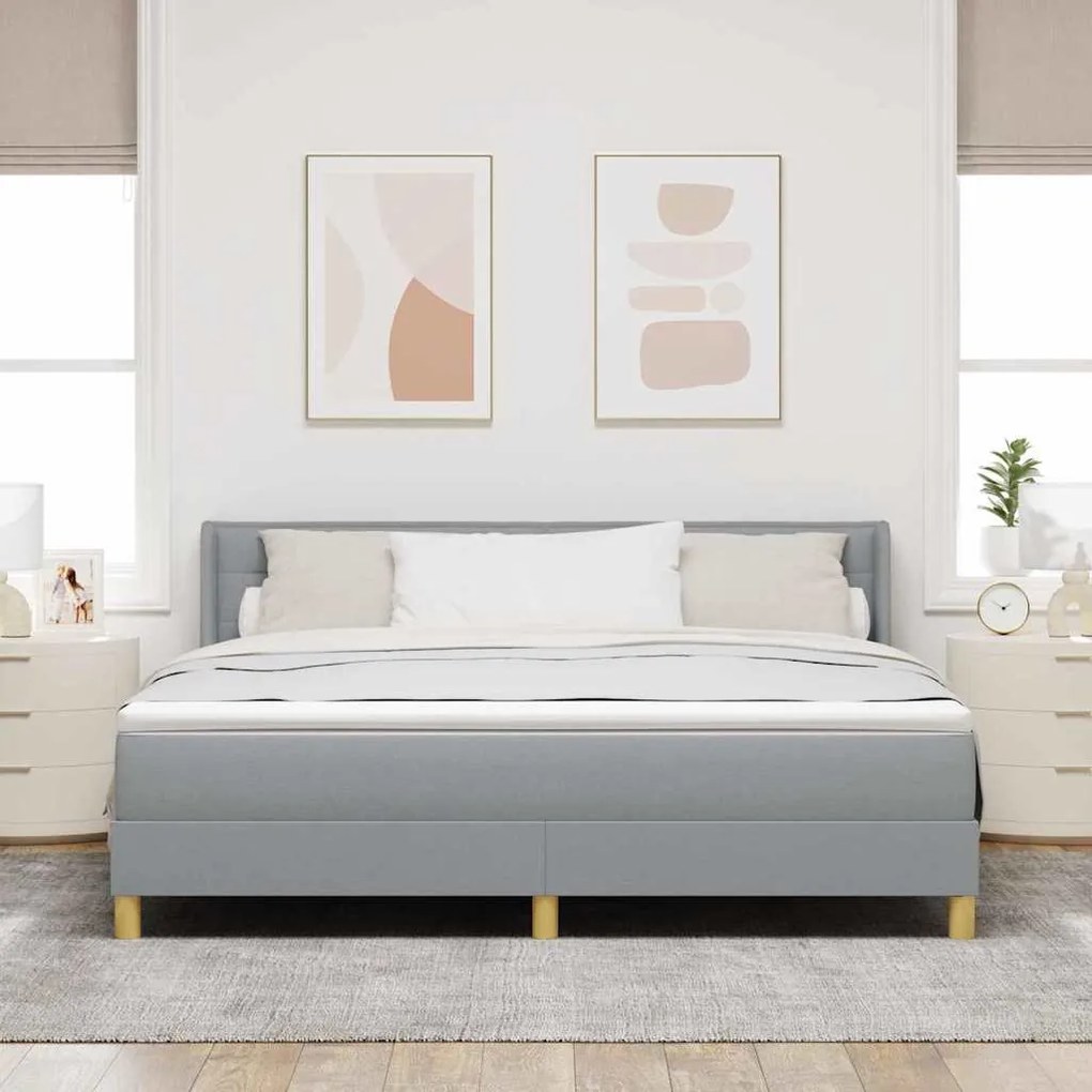 vidaXL Cama Box Spring com Colchão em Cinza Claro, 180 x 200 cm, Tecido