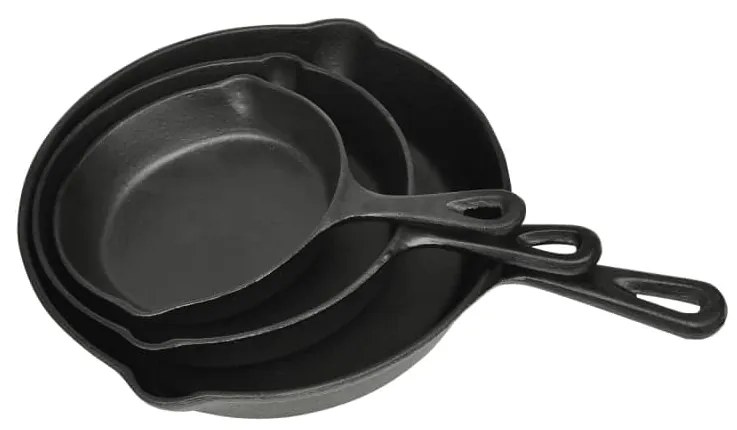 Frigideira de ferro fundido conjunto de 3 peças