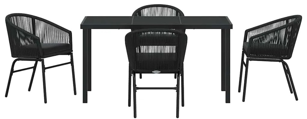 Conjunto de jantar de jardim de 5 peças - Rattan polido chique em pret