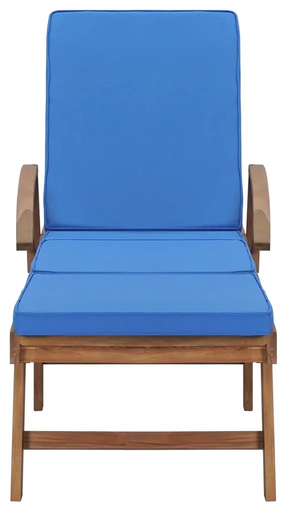 Espreguiçadeiras c/ almofadões 2 pcs madeira teca maciça azul