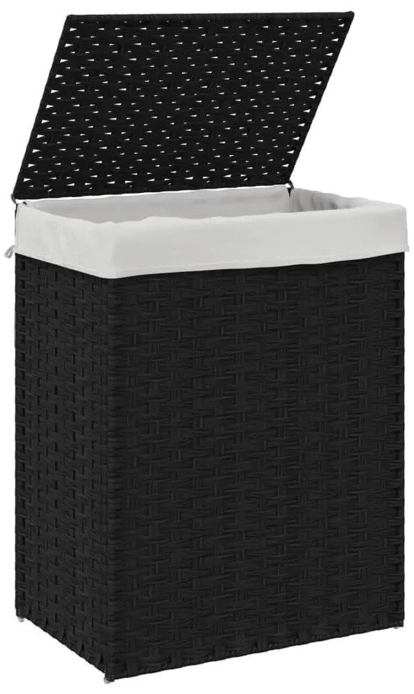 Cesto para roupa suja com tampa 46x33x60 cm vime PE preto