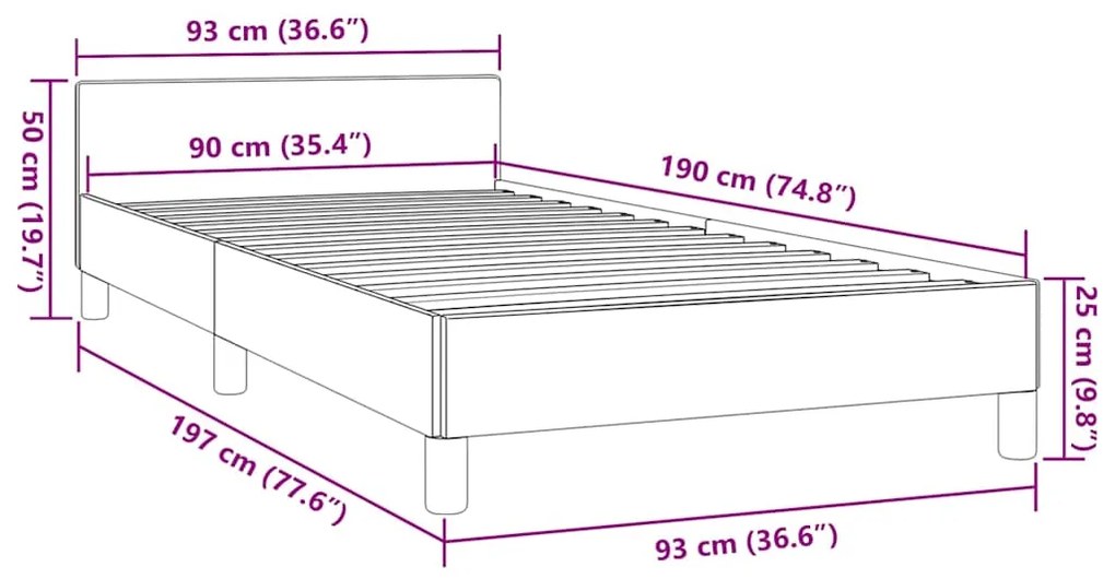 Estrutura cama c/ cabeceira sem colchão 90x190 cm preto