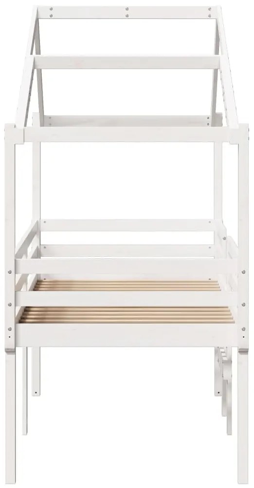 Cama alta com telhado 80x200 cm pinho maciço branco